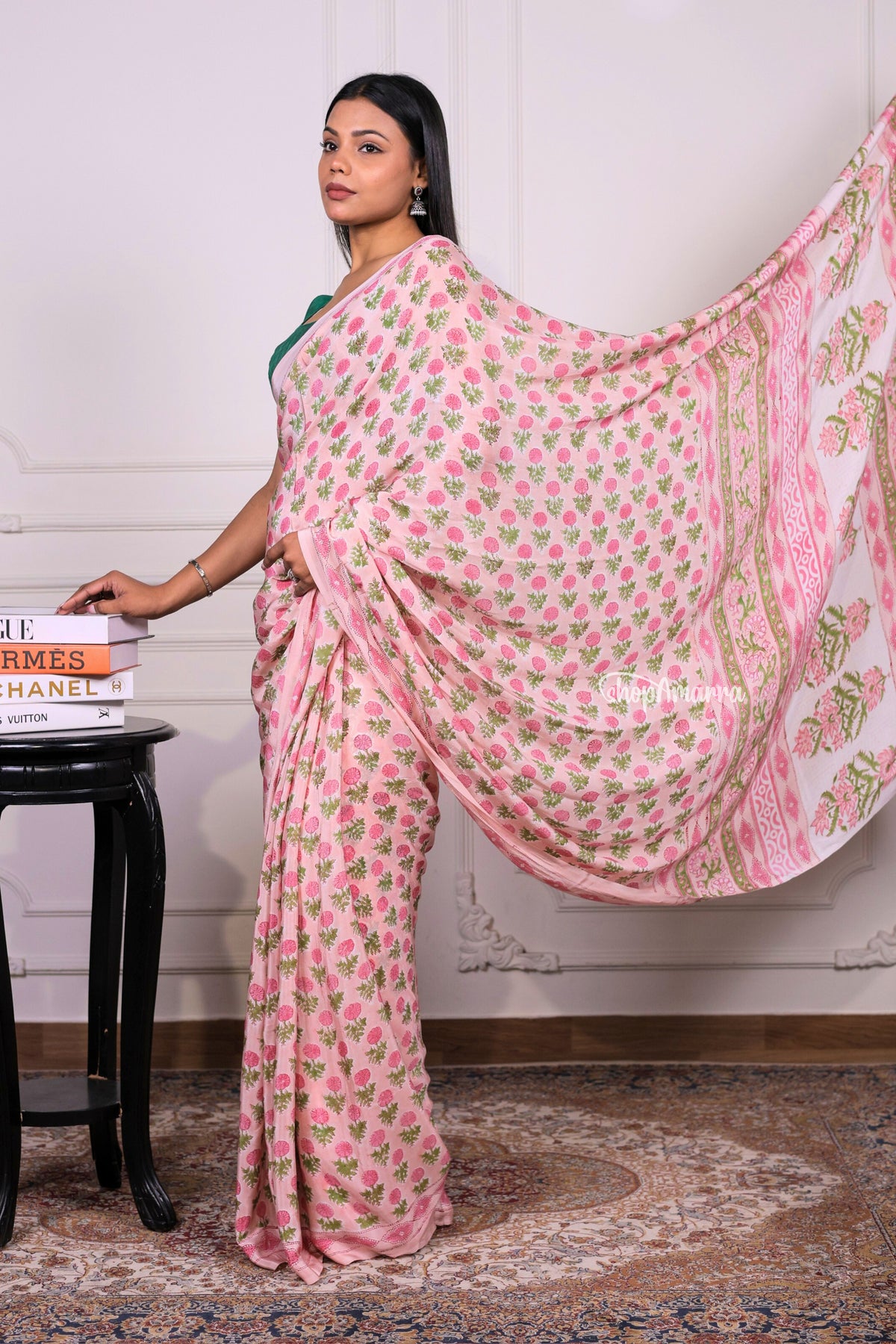 Blossom Pink Crepe Saree