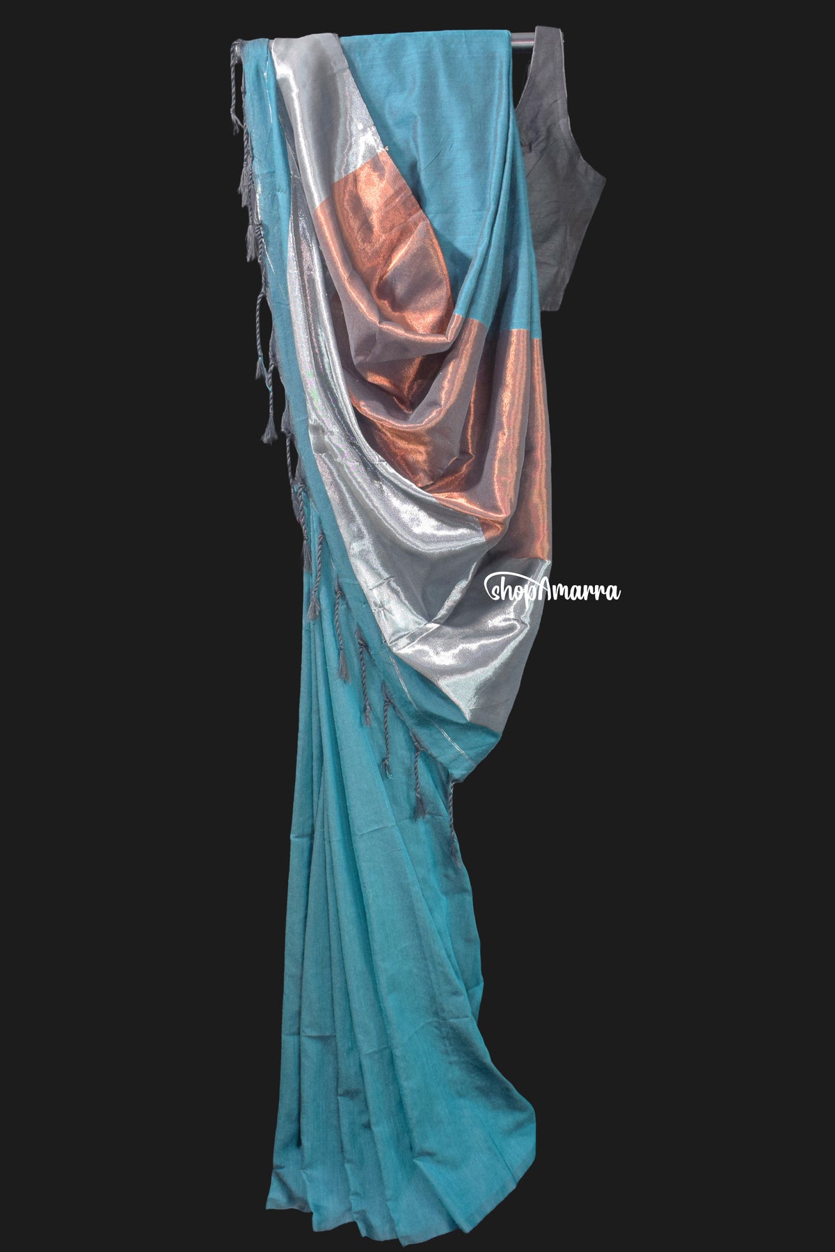 Emerald Glow Elegance Khadi Cotton Saree