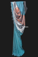 Load image into Gallery viewer, Emerald Glow Elegance Khadi Cotton Saree
