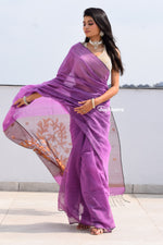 Load image into Gallery viewer, Lavender Mist Silk Linen Saree
