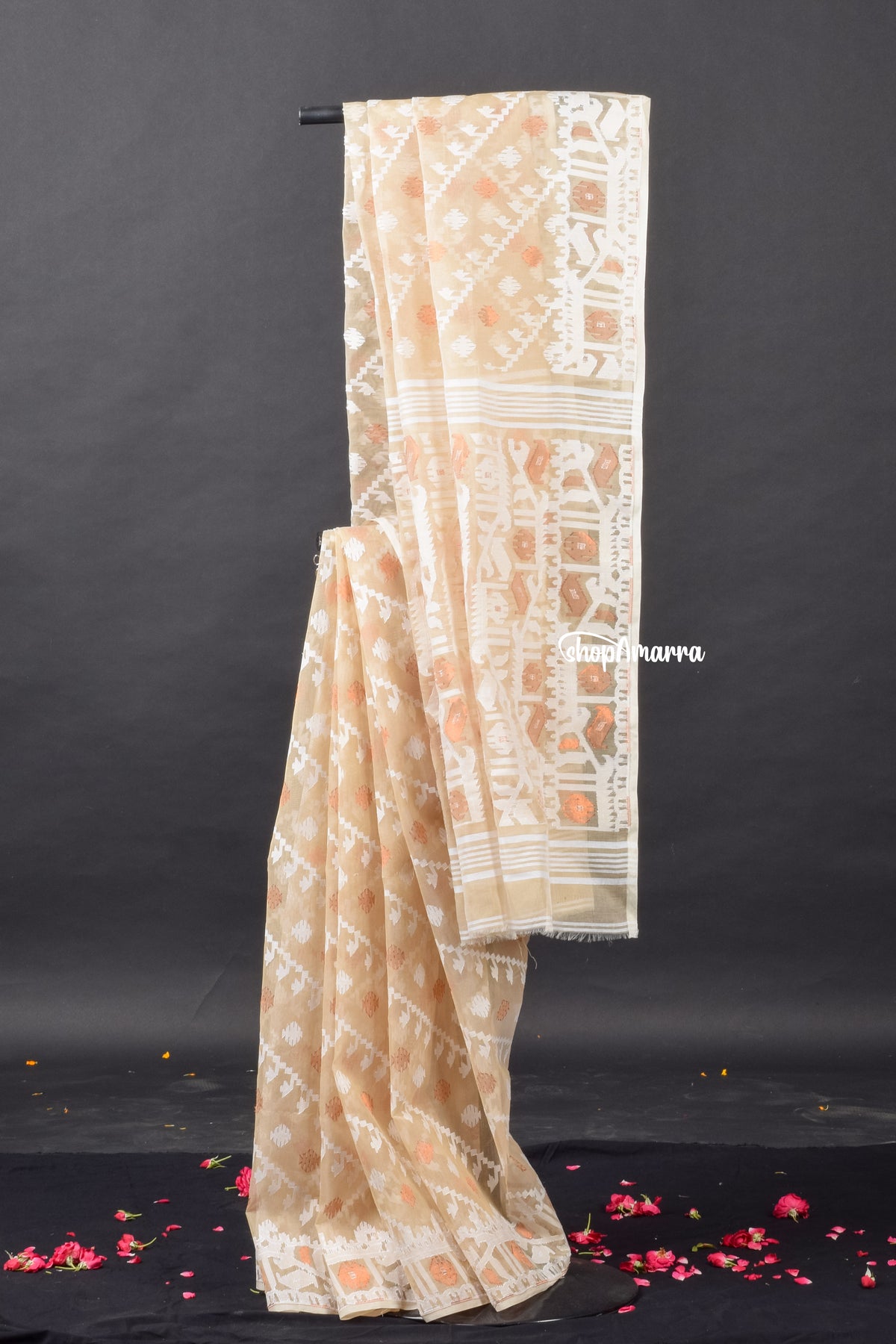 Graceful Ivory Weave Jamdani Saree