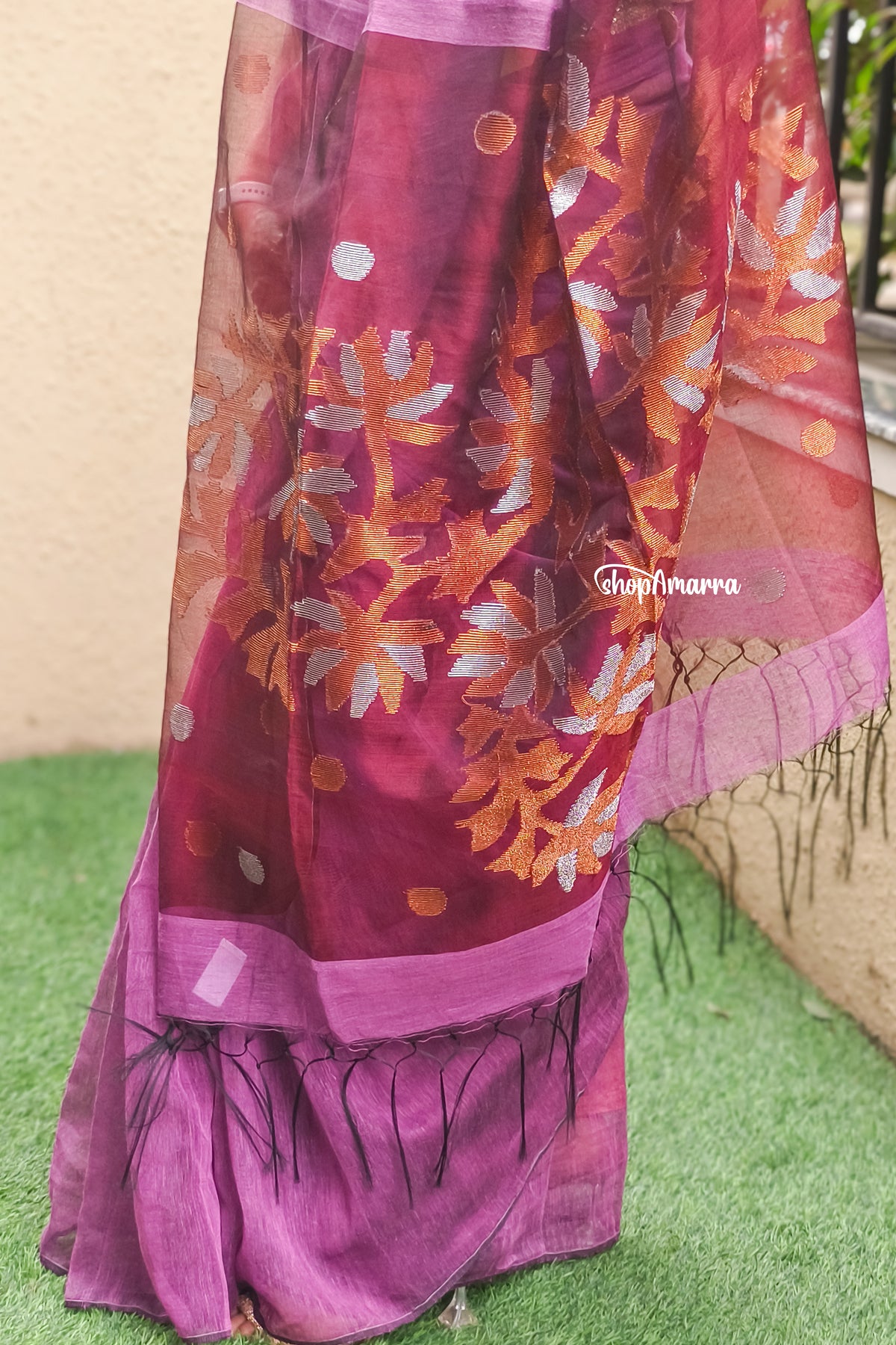 Lavender Mist Silk Linen Saree