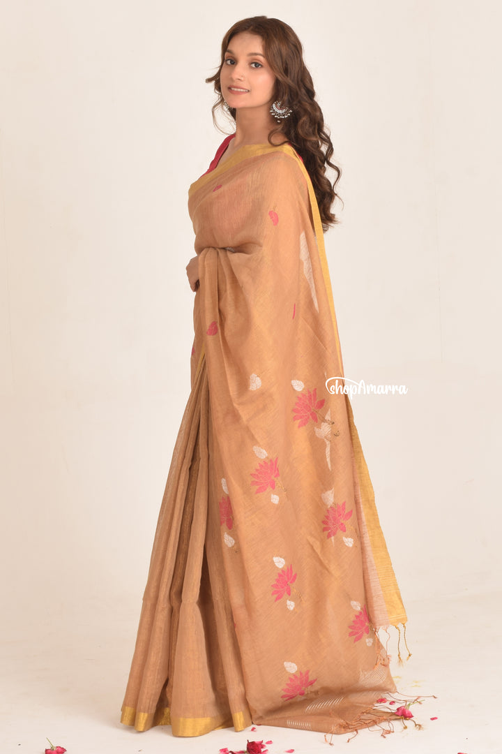 Dessert Bloom Tissue Linen Saree