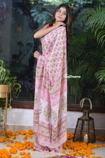 Load image into Gallery viewer, Blossom Pink Crepe Saree
