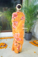 Load image into Gallery viewer, Marigold Blossom HO Silk Saree
