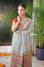 Load image into Gallery viewer, Maritime Blossom  Block Print Georgette Saree
