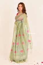 Load image into Gallery viewer, Marine Blossom Tissue Linen Saree
