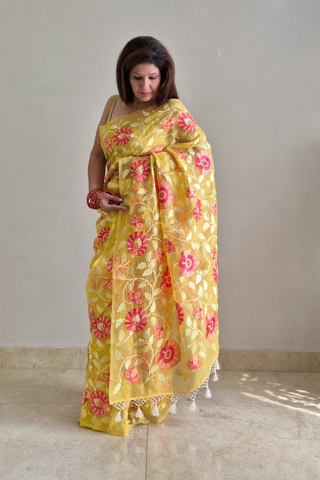 Phool Basant Organza Saree