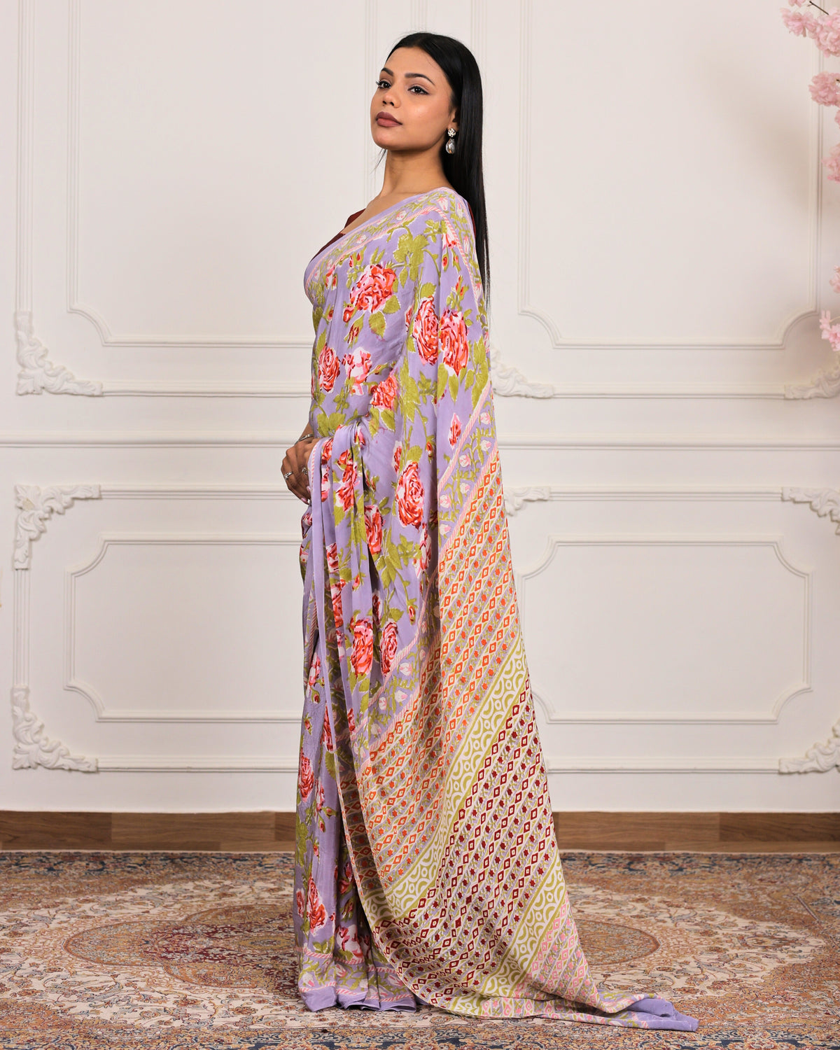 Misty Garden Crepe Saree