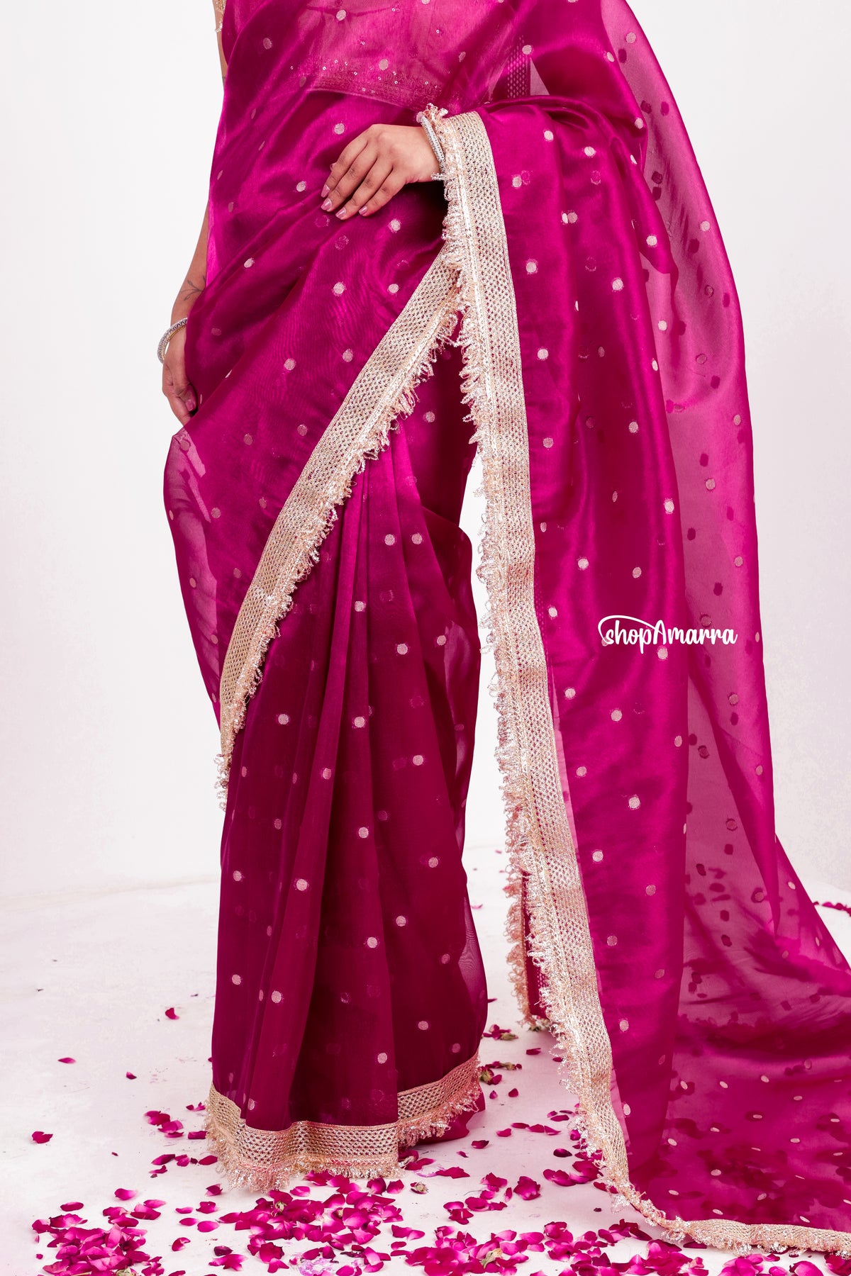Wine Gold Tissue Saree