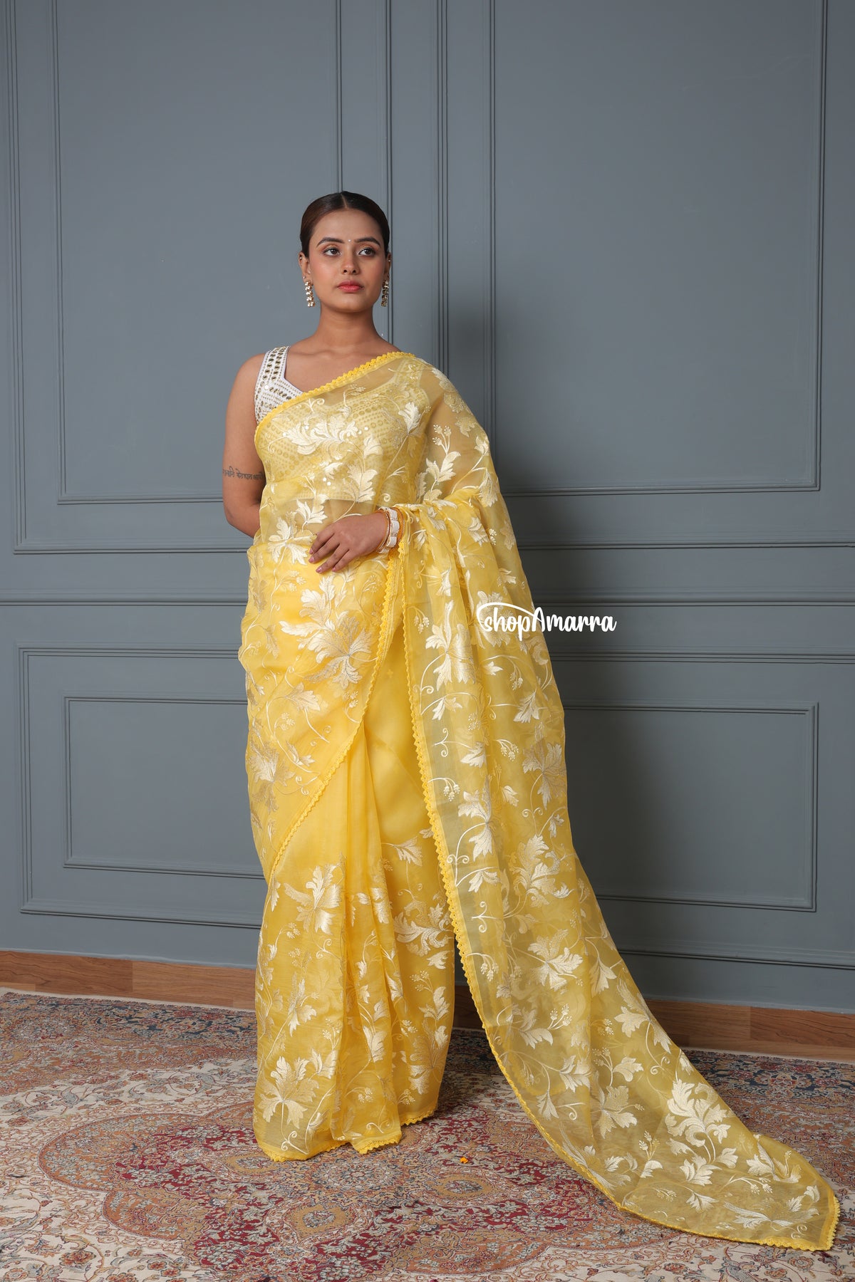 Basanti Nazakat Organza saree