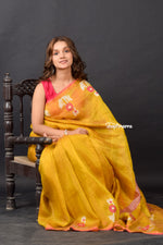 Load image into Gallery viewer, Sunlit Petals Tissue Linen Saree
