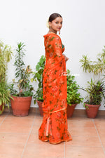 Load image into Gallery viewer, Orange Oasis Chiffon Saree
