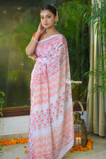 Load image into Gallery viewer, Coral Dawn Crepe Saree
