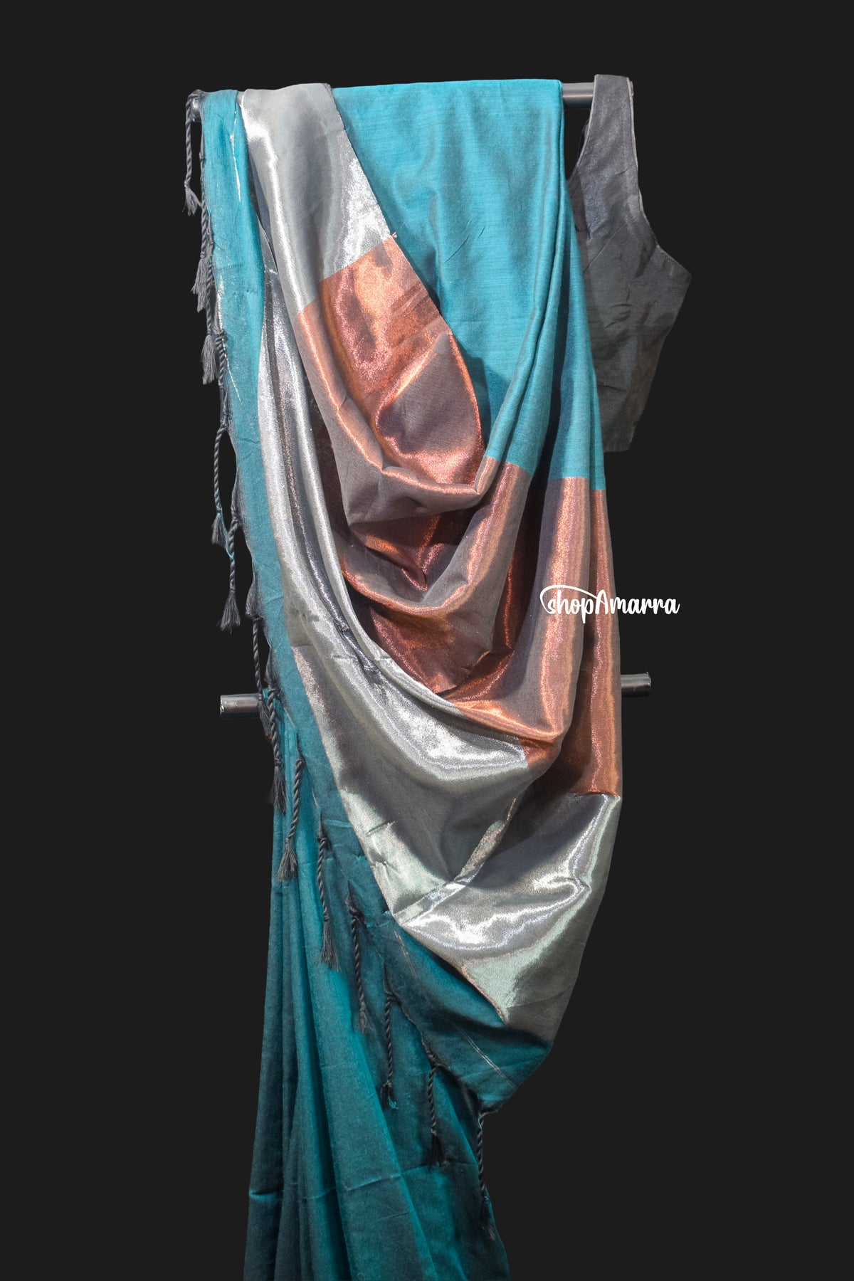 Emerald Glow Elegance Khadi Cotton Saree