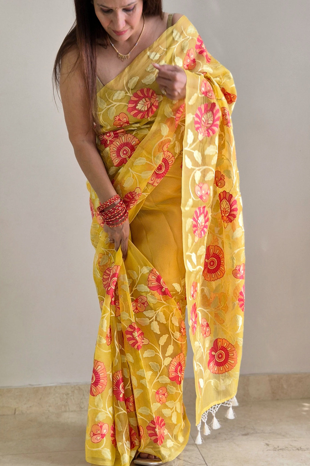 Phool Basant Organza Saree