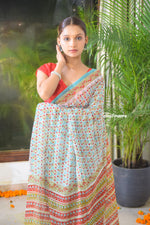Load image into Gallery viewer, Maritime Blossom  Block Print Georgette Saree
