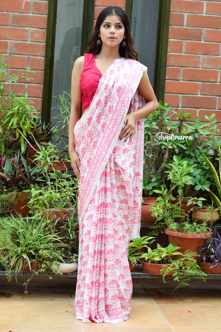Pink on Pink Satin Saree