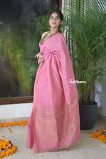 Load image into Gallery viewer, Whispering Pink Tissue Linen Saree
