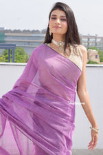 Load image into Gallery viewer, Lavender Mist Silk Linen Saree
