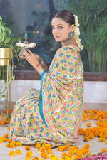 Load image into Gallery viewer, Emerald Blush Crepe Saree
