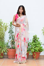Load image into Gallery viewer, Floral Radiance Chinon Saree
