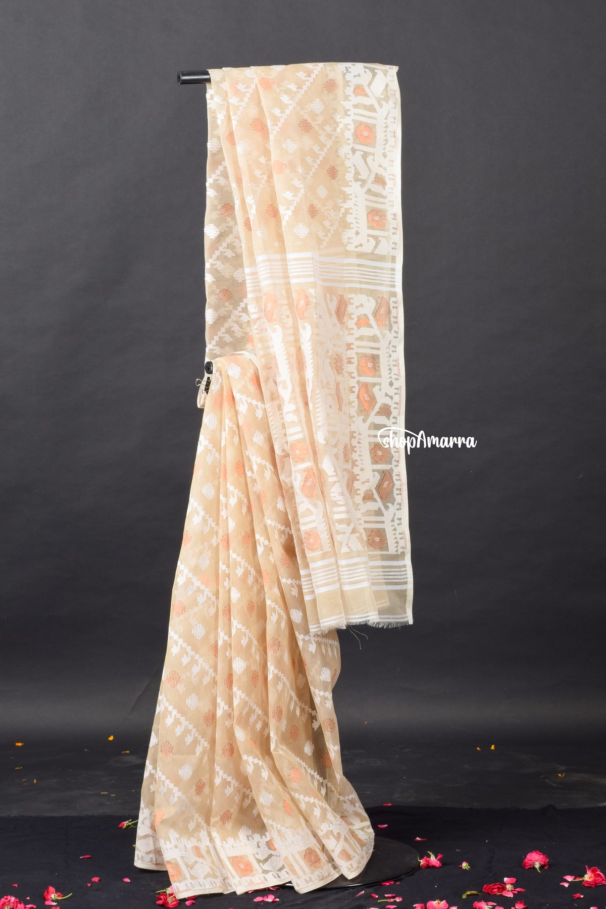 Graceful Ivory Weave Jamdani Saree
