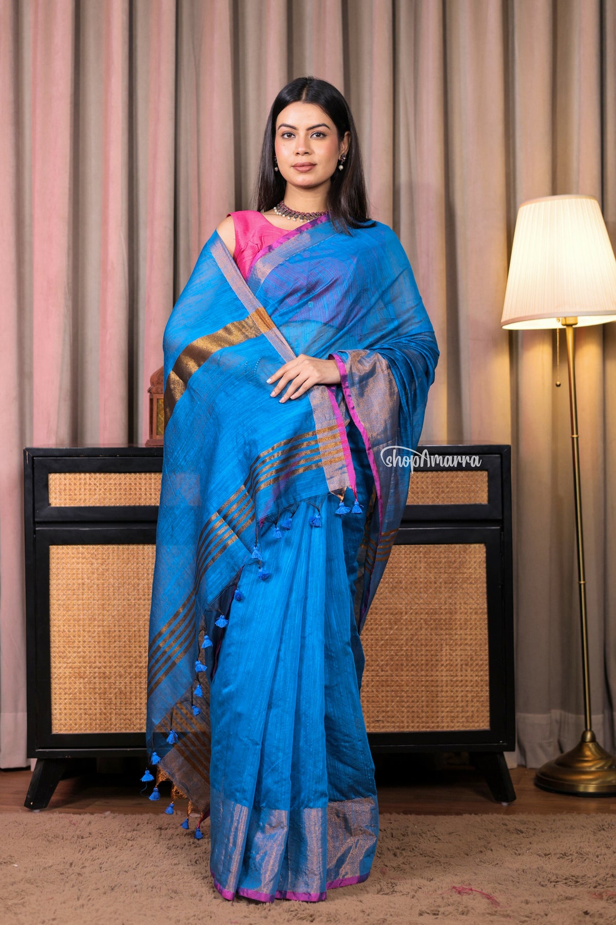 Grace in Blue Handloom Cotton Saree