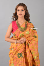 Load image into Gallery viewer, Amber Blossom Muga Silk Jamdani Saree
