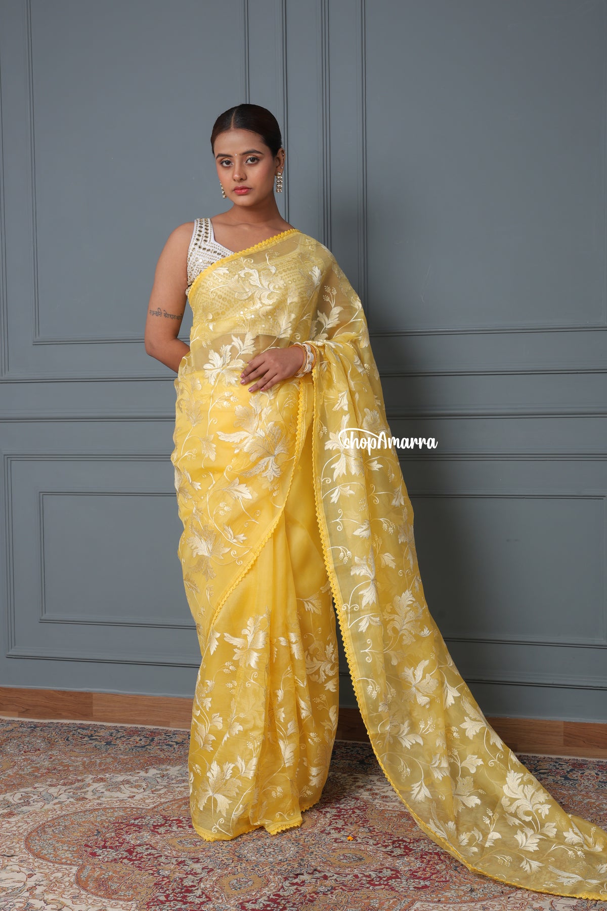 Basanti Nazakat Organza saree