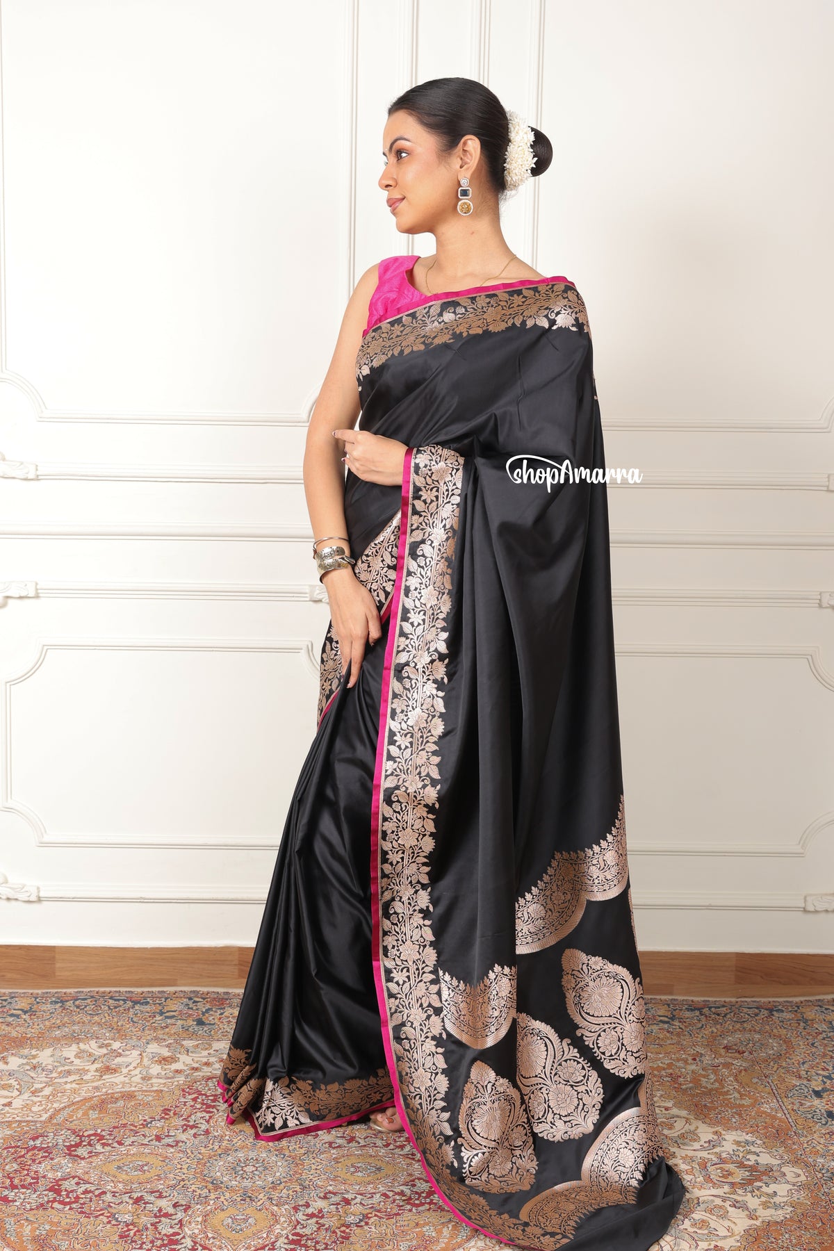 Kajal Gulabi Banarasi Silk Saree
