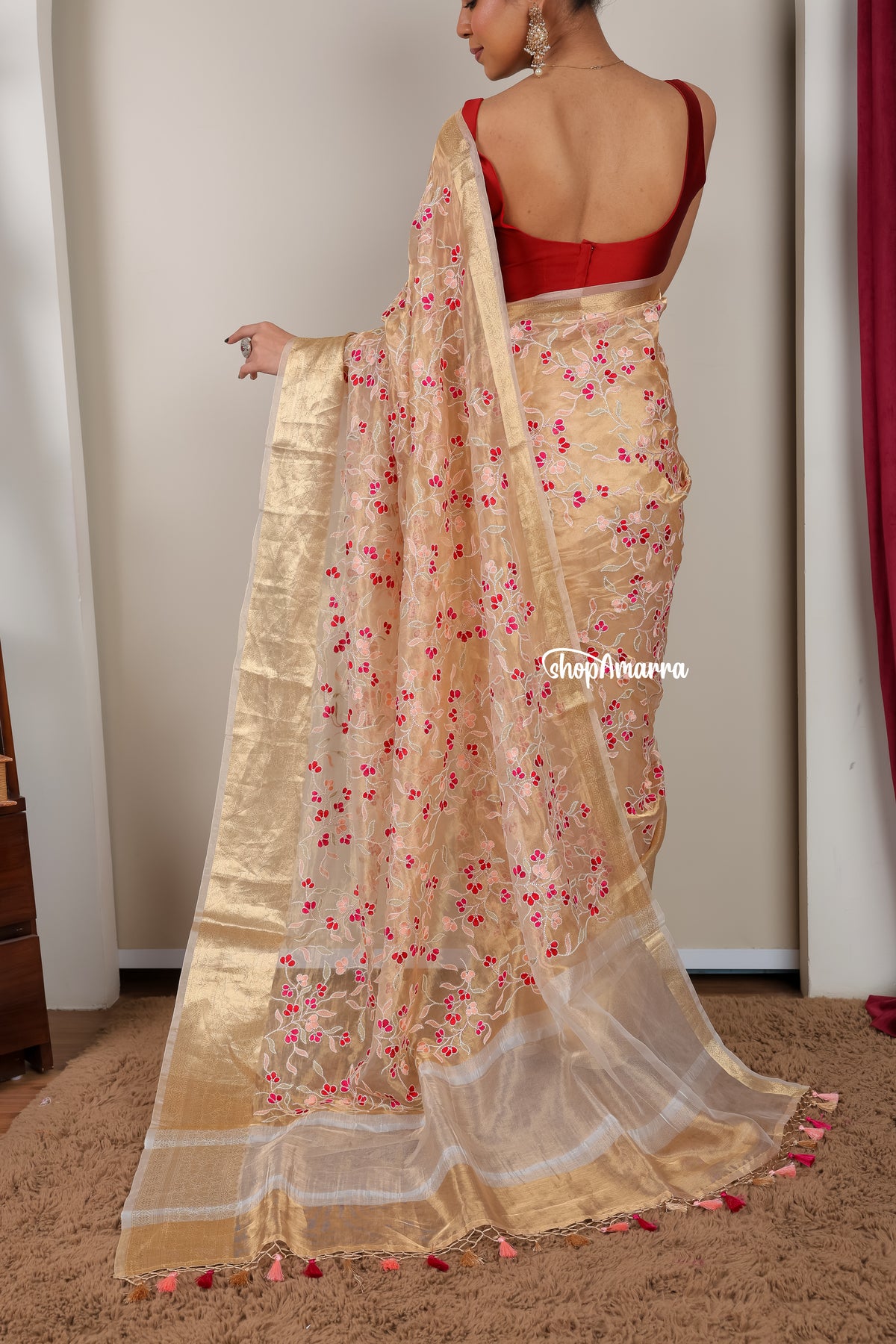 Sunehri Gulnaar Organza Saree