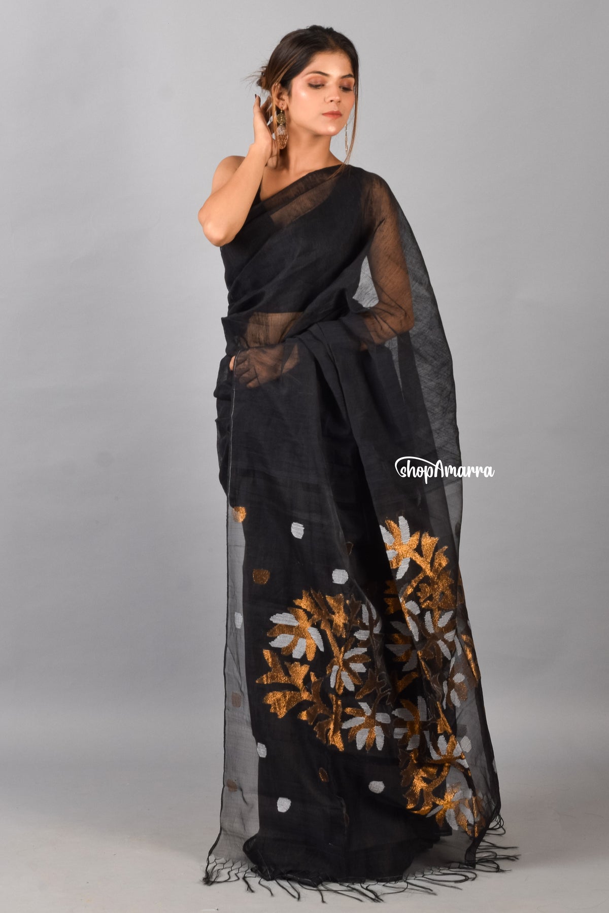 Twilight Elegance Silk Linen Saree