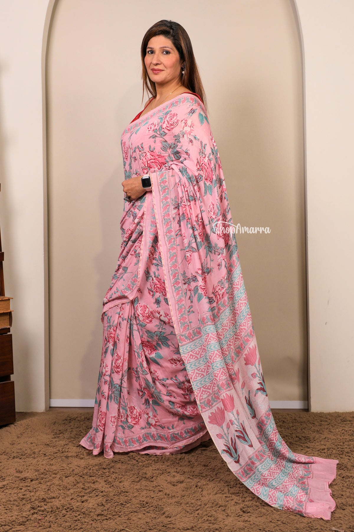 Pink Meadow Premium Soft Cotton Saree