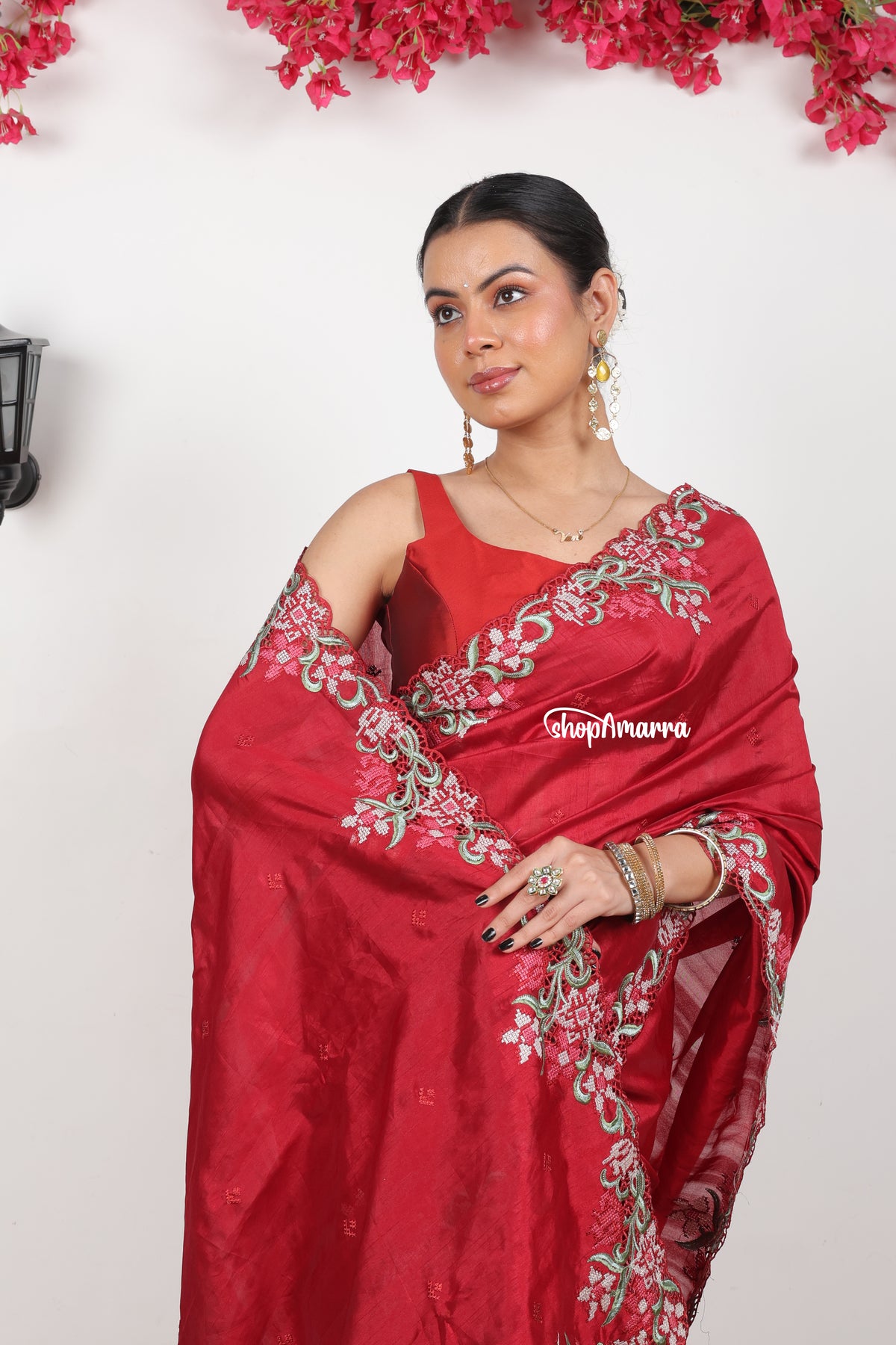 Maroon Muse Tussar silk saree