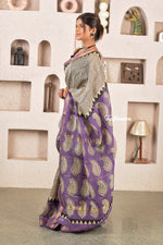 Load image into Gallery viewer, Purple Radiance Block Printed Saree
