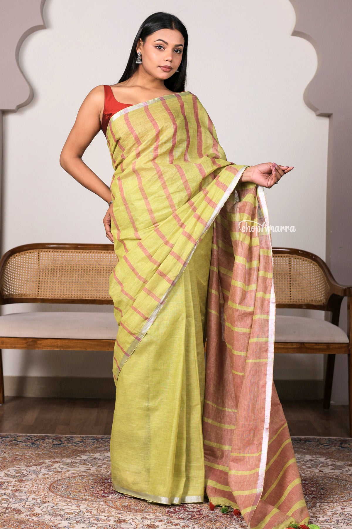 Spring Harmony Linen Saree