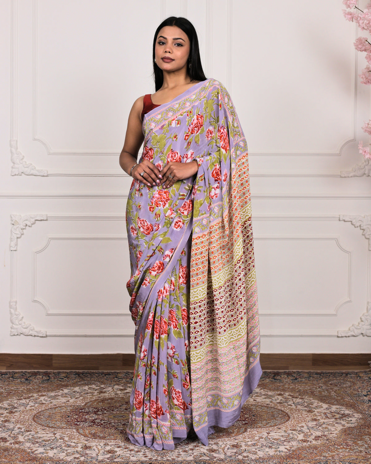 Misty Garden Crepe Saree