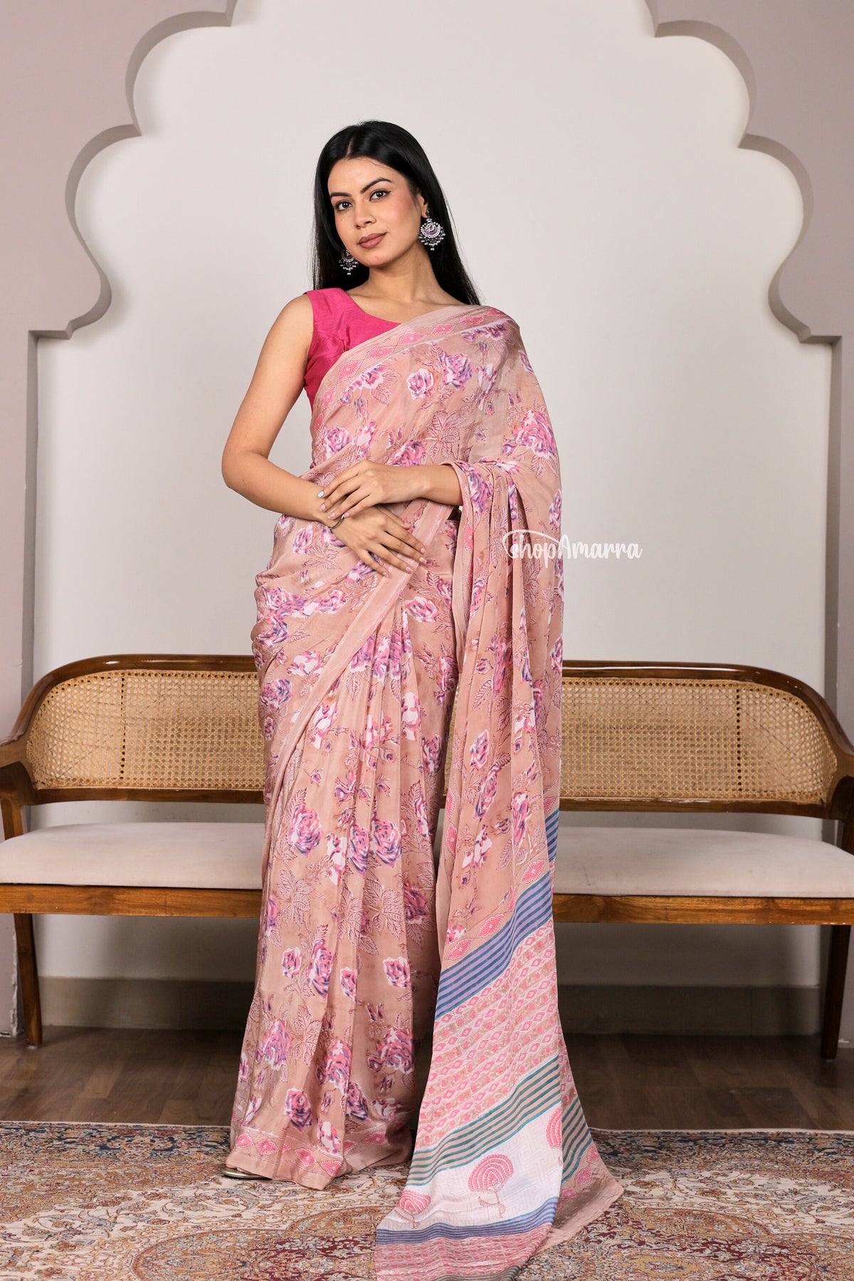 Earthy Rose Crepe Saree