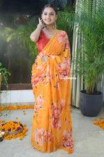 Load image into Gallery viewer, Marigold Blossom HO Silk Saree
