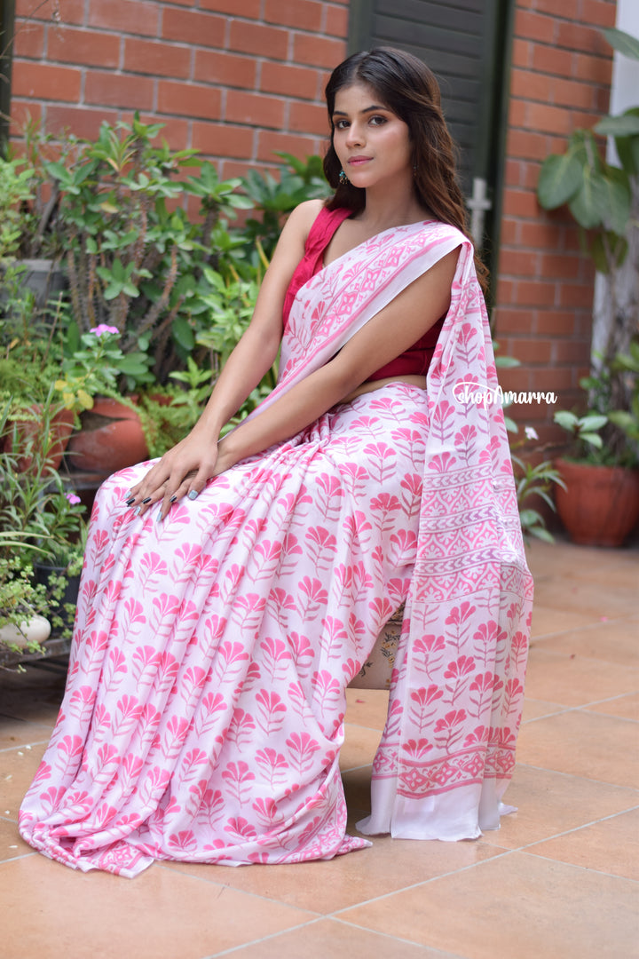 Pink on Pink Satin Saree