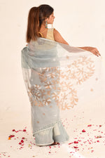 Load image into Gallery viewer, Celeste Weave Silk Linen Saree
