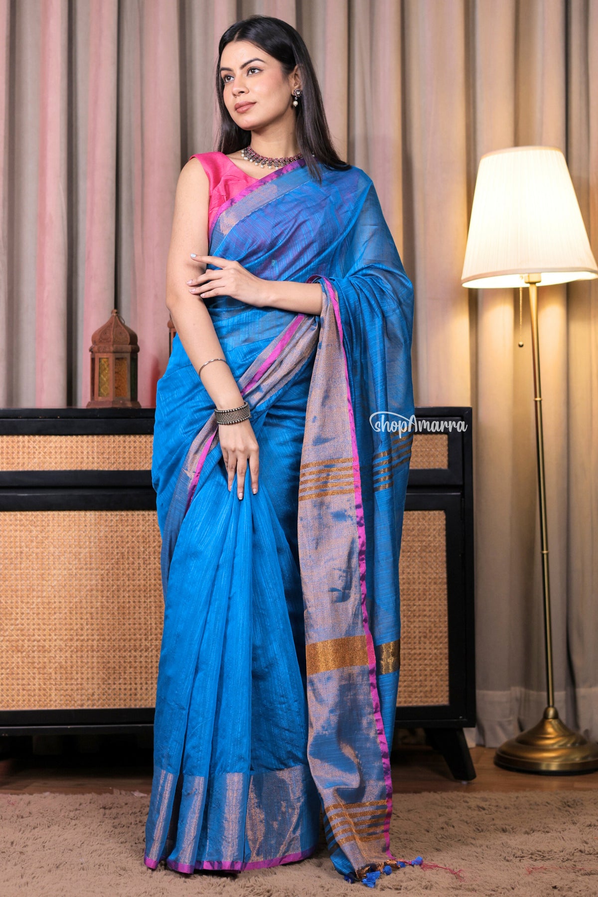 Grace in Blue Handloom Cotton Saree