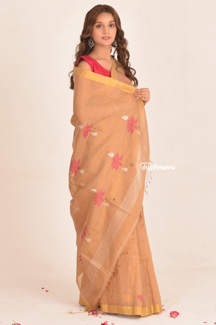 Dessert Bloom Tissue Linen Saree