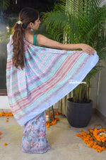 Load image into Gallery viewer, Blush on Blue Ruhi Silk Saree

