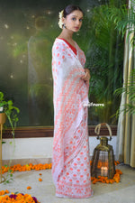 Load image into Gallery viewer, Coral Dawn Crepe Saree
