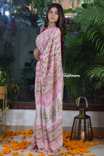 Load image into Gallery viewer, Blossom Pink Crepe Saree
