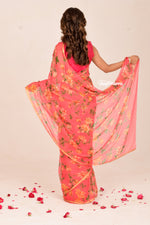 Load image into Gallery viewer, Peach Rose Chiffon Saree
