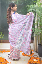 Load image into Gallery viewer, Pearl Blossom Satin Saree
