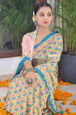 Load image into Gallery viewer, Emerald Blush Crepe Saree
